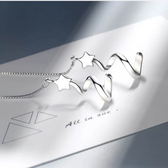 Silver Christmas Tree Threader Dangle Drop Earrings - Picture 2 of 8